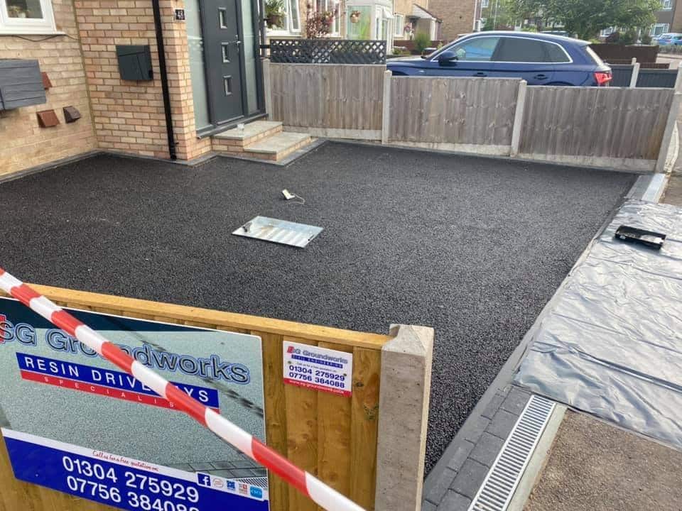 Resin-bound driveway installation at residential property